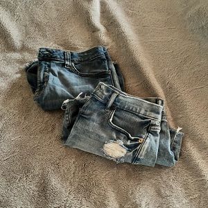 Two pairs denim cutoffs